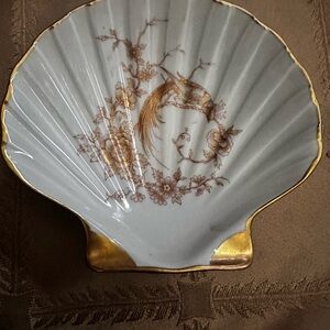 Vintage Limoges porcelain shell trinket dish